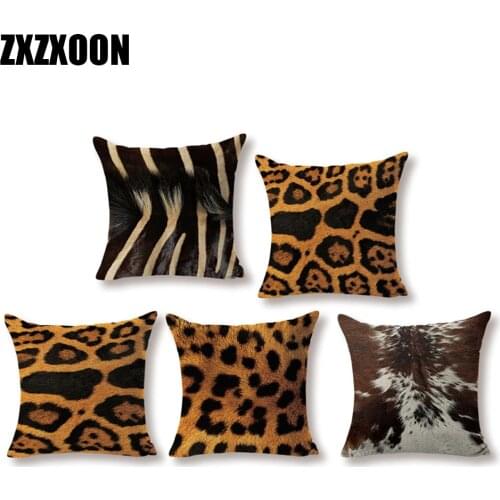 Lovely Leopard Wood Grain Decorative Throw Pillows Case Home Decoration Accessories Sofa Cushion Cover for Living Room