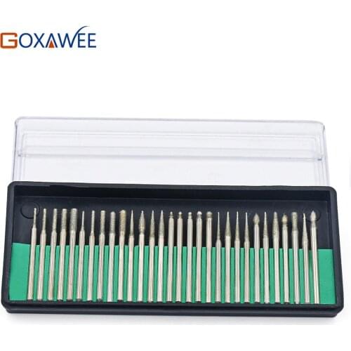 GOXAWEE Power Tools Accessories Rotary tools Diamond Burs Grinding Wheel 2.35/3mm shank of 30pcs for Dremel Tools Accessories