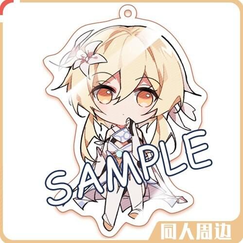 Game Genshin Impact Lumine Acrylic Keychain Bag Charm Pendant Cute Keyring Cartoon Toy Cosplay Xmas Gift