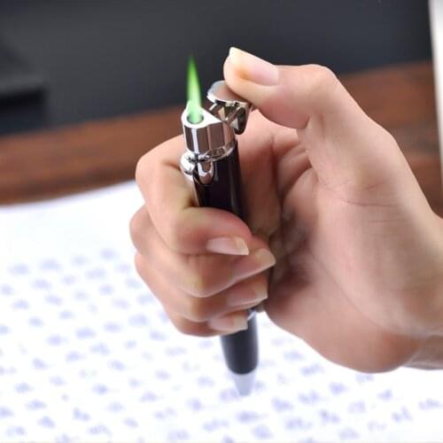 Creative Ballpoint Pen Lighter Jet Torch Gas Lighter Windproof Metal Butane Cigarette Lighter For Cigar 1300 C Gadgets For Man
