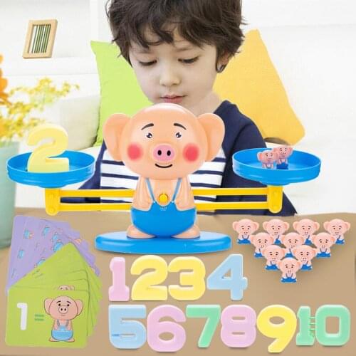 Math Intelligence Toys Match Game Board Toy Pig Digital Balance Scale Toy Kids Educational Toy Addition Subtraction Math Toys