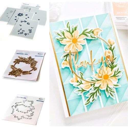 Daisy Wreath Metal Cutting Dies Stamps Stencil Hot Foil Scrapbook Diary Decoration Stencil Embossing Template Greeting Card NEW