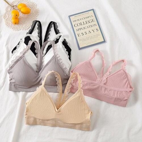 Underwear strapless glass sexy French bring bra breast pad Make female women Bras Cross back color fashion new deep V Lace