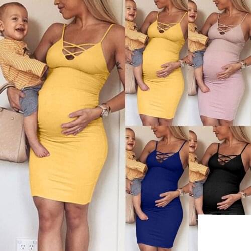 New fashion personality Europe and America sexy sling maternity dress foreign trade plus size maternity womens clothing