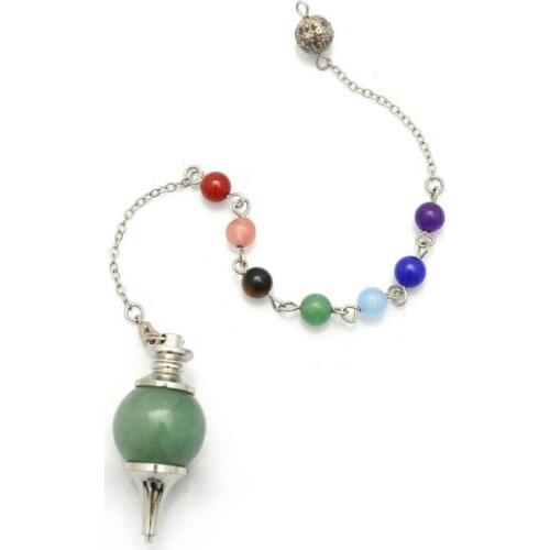 Reiki Natural Stone Crystal pink quartz Agat opal Dowsing Pendulum Circular Cone Charm Pendant necklace for Men Women Divination