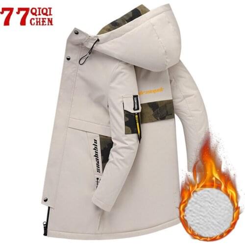 Winter Parka Jacket Men Thicken Warm Fleece Casual Hooded Windproof Coat Male Fur Collar Mens Mid-length Windbreaker 2021 3XL