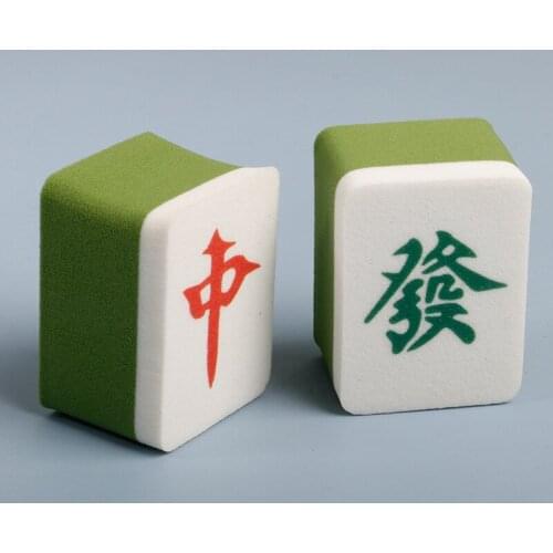 2021 New 2pcs/box Mahjong Makeup Puff Wet and Dry Easy Makeup Portable Cosmestic Egg Creative Beauty Tool