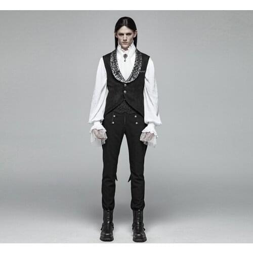 PUNKRAVE Mens Gothic Swallowtail Vest Coat Victorian Dark Pattern Jacquard Slim Fit Banquet Party Tuxedo Waistcoat