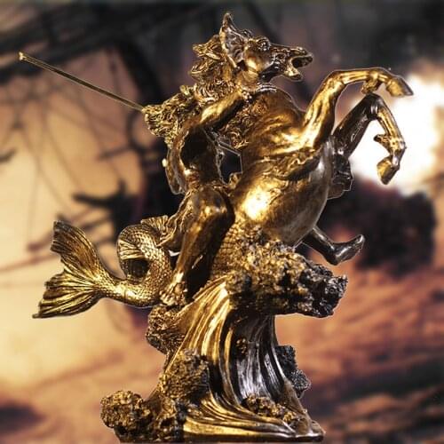 Ancient Greek warrior crafts People sculpture Room Decor Poseidon resin statue Ornaments home accessories office decoration gift