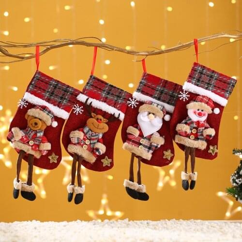 Christmas Stocking Sack Xmas Gift Candy Bag Noel New Year Decorations for Home Natal Navidad Sock Christmas Tree Decor navidad