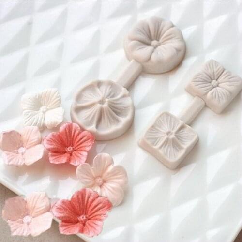 Silica Gel Cherry Blossom Shape H Flower Petals Turnover Sugar Clamps Embossing Molds Sugar Art Tool DIY Cake Tool A076-A078