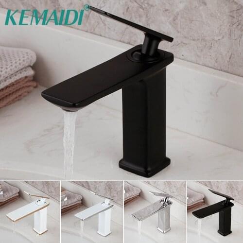 KEMAIDI 5 Choice Basin Faucet Brass Chrome Black Faucet Brush Nickel Sink Mixer Tap Vanity Hot Cold Water Bathroom Faucets