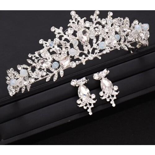 Handmade Bride Crystal Silver color Queen Wedding Crown Princess Headpiece Dress Bridal Hair Accessories Wedding Hair Jewelry