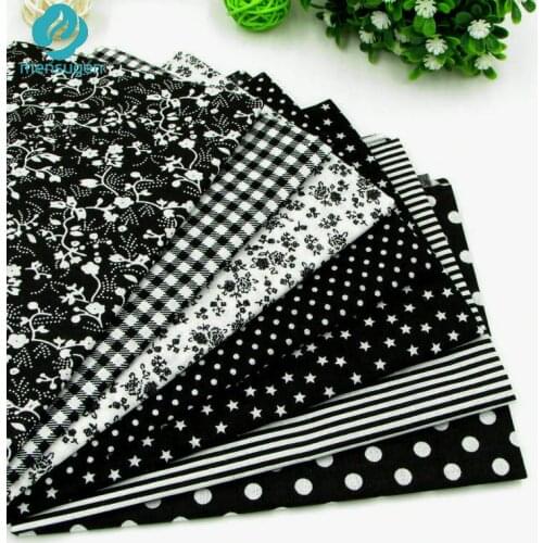 7pcs Black 100% Cotton Quilting Fabric for DIY Sewing Patchwork Kids Bedding Bags Tilda Doll Baby Cloth Textiles Fabric 50*50cm