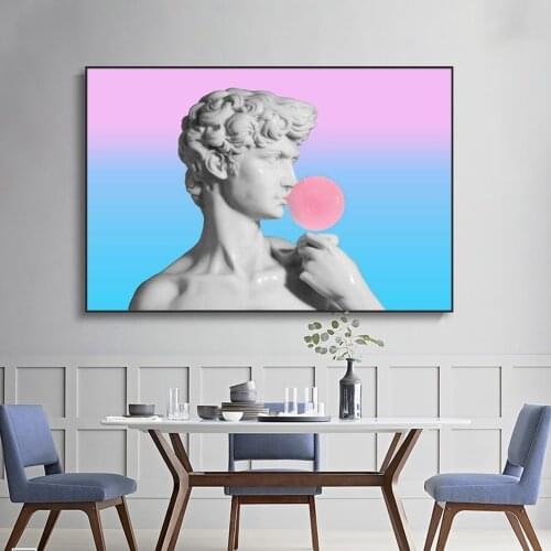 Vaporwave Sculpture Of David Wall Art Posters And Prints Funny Art Canvas Paintings On the Wall Nordic Art David Pictures Decor