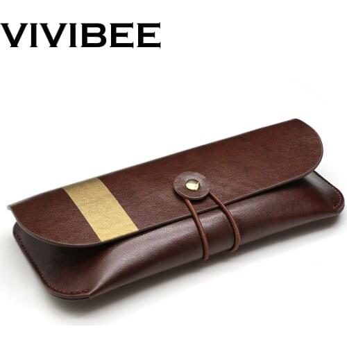 VIVIBEE Women Sunglass Case PU Leather 2021 Men Vintage Spectacle Soft Eyeglasses Bag High Quality Brown Box Sunglasses Pocket