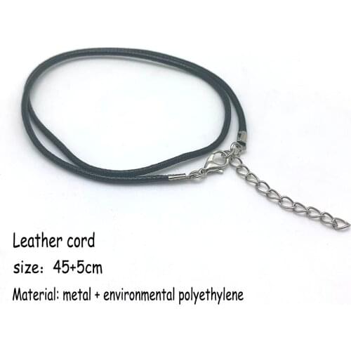 Jewelry Accessories 45 cm Necklace Stainless Steel Chain Leather Rope Lock Buckle DIY for Women for Men Wholesale Price