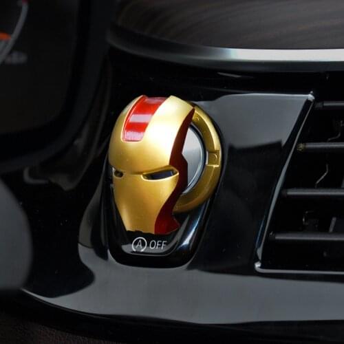 For Iron Man Car Interior Engine Ignition Start Stop engine Button Protective Cover Decoration Sticker Car Interior Accessories