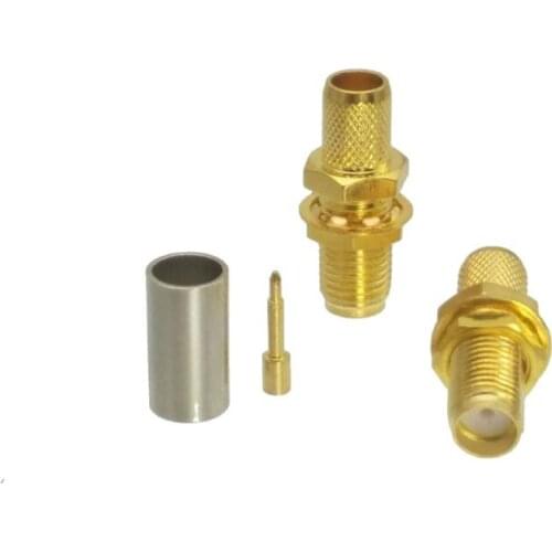 1Pcs Connector RP-SMA RPSMA female plug Nut bulkhead crimp RG8X RG-8X LMR240 4C-2V cable RF Coaxial