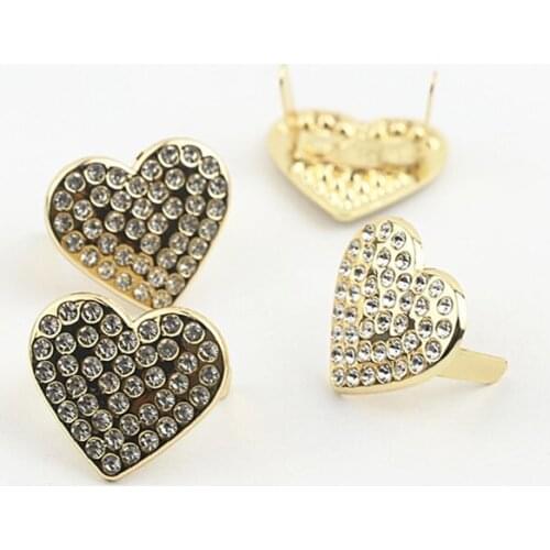 10pcs/lot New DIY woven bag surface decoration diamond-studded heart shape buckle