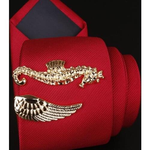 10pcs/lot Gold Seahorse/Angel Wings Tie Clips Creative Fashion Tie Pin Bars Copper Made Men Jewelry Accessory Gift Wholesale