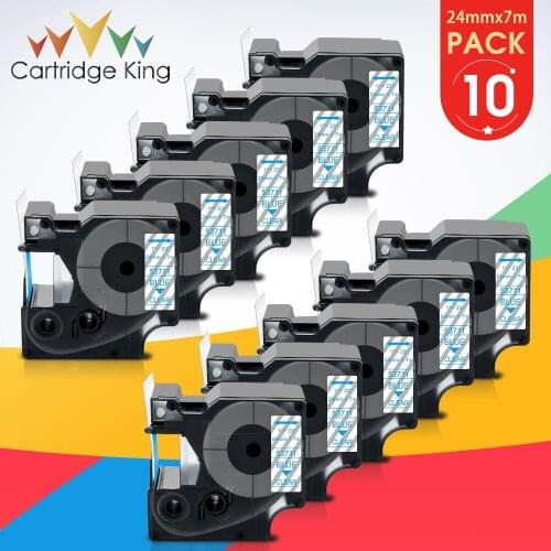 10PK 24mm Tape Compatible for Dymo D1 Label Blue on Clear 53711 Labels Ribbon for Dymo LabelManager Wireless PnP Label Printer