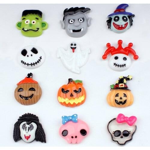 3D Cartoon resin 12pcs/lot halloween pumpkin lantern skull gift 18mm snap button KT418