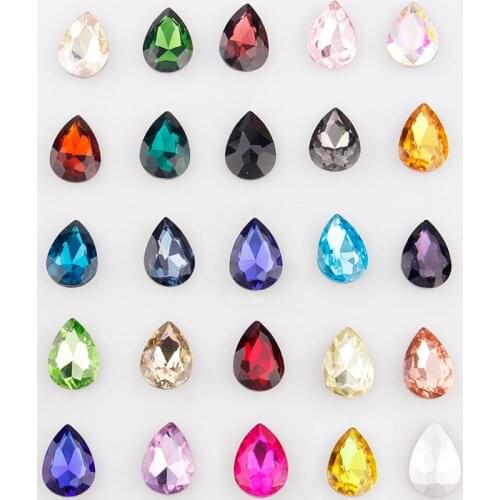 20Pcs 7x10mm Mix Color Teardrop Pointed back Crystal Fancy Stone Glass Stones For DIY Wedding Dress Jewelry Stones Beads