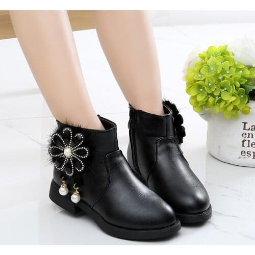 2018Boots Kids Leather Winter Fur Ankle Boots For Boys Toddler Fashion Girls Snow Boots Childrens Shoes EU26-36