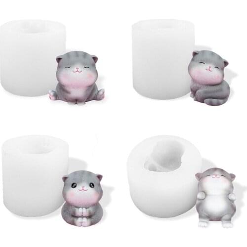 2021 New Creative cartoon three-dimensional silicone mold ins wind thickened cat fondant mold cake glue mould wholesale