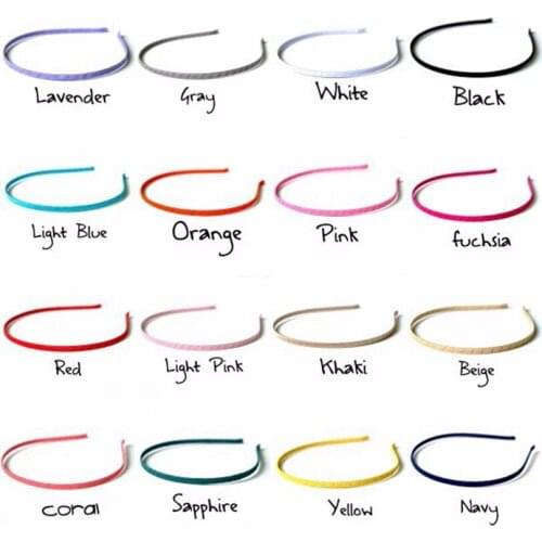 30pcs/lot 16colors 5MM Wide High Quality Metal Hard Headbands Ribbon Headband For Girls Chic Satin Hairband For Hair Accessories