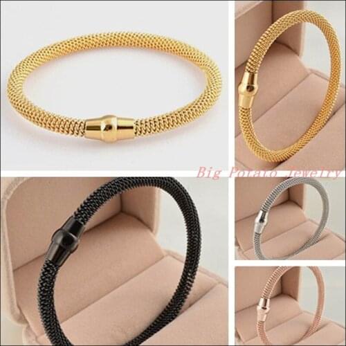 4 Color Choose!New Womens Girls Silver&Gold&Black&Rose Gold Color Cable Wire Chain Unisex Bracelet Bangle Round Good Quality