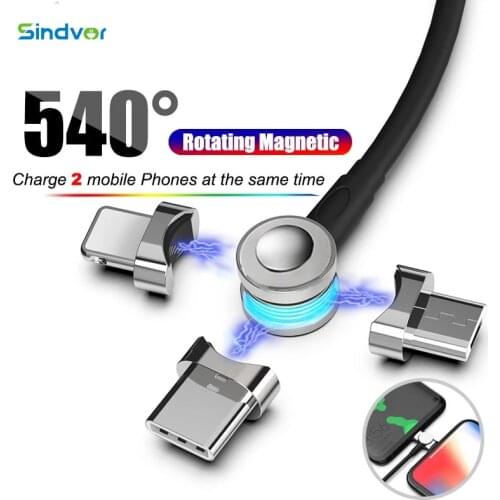 540 Rotate Magnetic Charging Cable Micro USB Type C Cable for iPhone Xiaomi Cable Magnet Charger Mobile Phone Cable USB C Cord