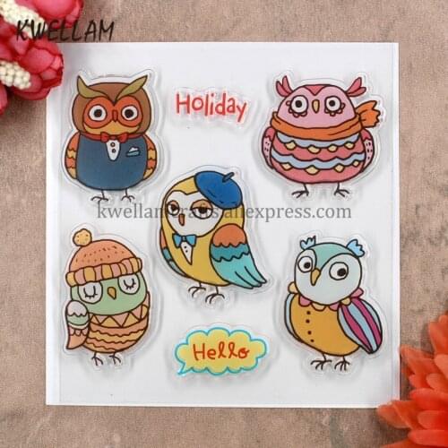 OWL Hello Holiday Scrapbook DIY photo cards rubber stamp clear stamp transparent stamp 10.5x10.5cm KW8031516