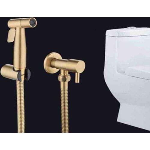 Antique Brushed Gold Douche Kit Hand Held Bidet Sprayer Stainless Steel Toilet Bidet faucet Shattaf Valve Jet Set Shower Head