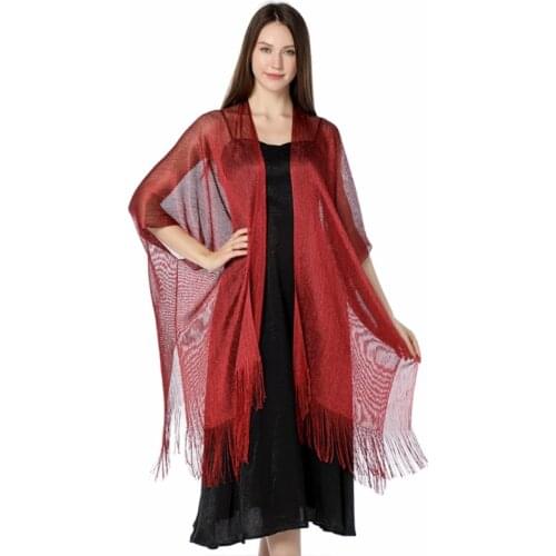 Shawl Glitter Bright Silk Dress Cheongsam Bodycon Dress Shawl Split Flat Scarf Shawl Sparkling Metallic Shawls and Wraps