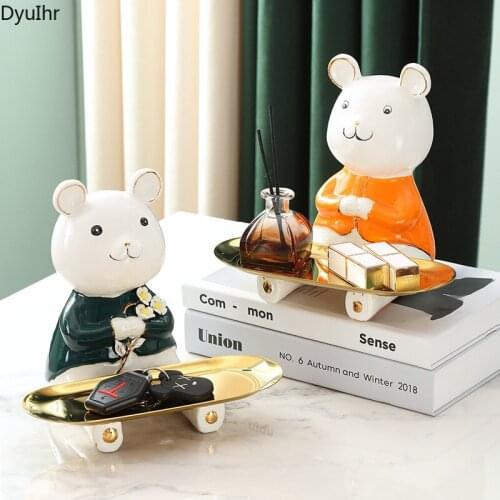 DyuIhr Creative Abstract Animal Storage Tray Ceramic Crafts Housewarming Gift Home Living Room Key Candy Jewelry Storage Tray