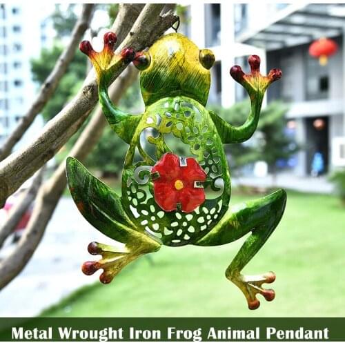 Metal Wrought Iron Frog Animal Pendant Hollow Carved Mural Crafts For Courtyard Balcony Decorations CLH@8