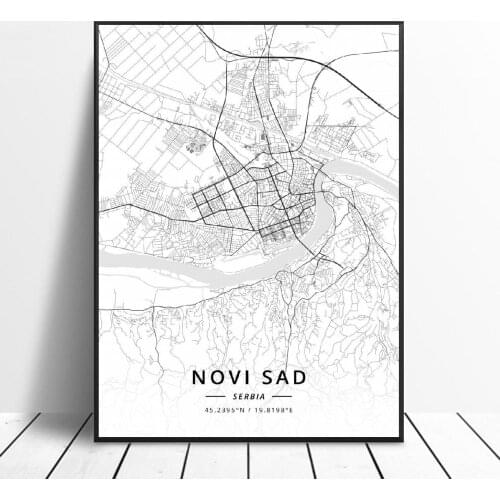 Novi Sad Belgrade Serbia Canvas Art Map Poster