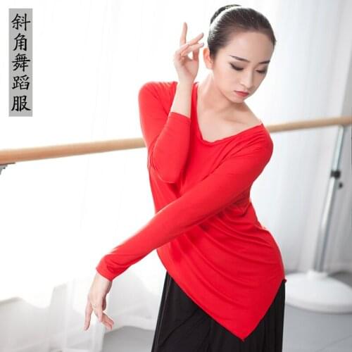 Ballet Dance Practice Clothes Adult Womens Tops Round Collar Loose Large Size Modern Dance Yoga Training Square Dance Costumes