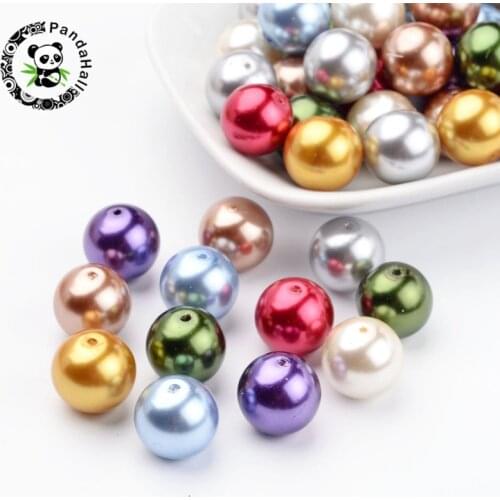 Pandahall 50-400pcs 4/6/8/10/12/14mm Mixed Pearlized Glass Pearl Round Beads Strands for Jewelry Making Bracelet Necklace DIY