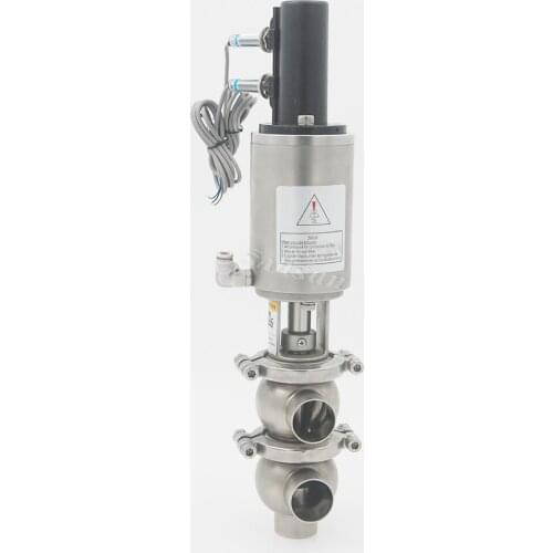 SS304 sanitary stainless steel pneumatic control reversing valve with sensor