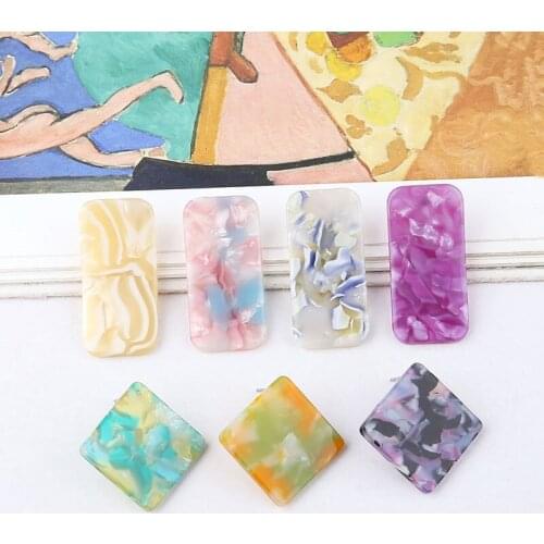 10pcs Korean Simple Geometry Stud Earrings For Women Female Stripe Printing Acetate Love Heart Stud Earrings Diy Accessories