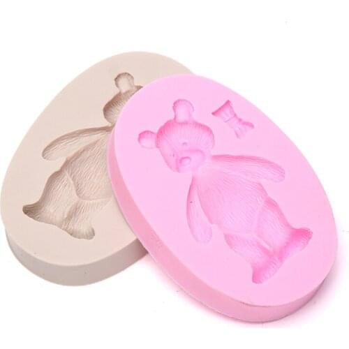 Chocolate Gumpaste Moulds Cute Bear Confectionery Fondant Silicone Mold Party Cupcake Decorating Tools Polymer Clay Soap Molds