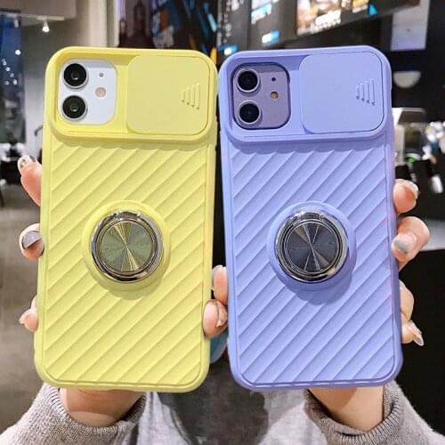 Slide Camera Protection Case For iPhone SE 2020 11 11Pro Max XR XS Max X 8 7 6 6S Plus 11Pro 11 Shockproof Ring Holder Soft Case