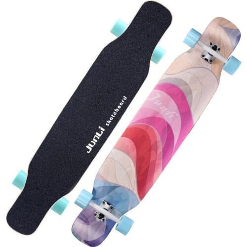 Skateboard Long Board for Adult Girls Boys Beginner 118cm/46" Double Rocker Dancing Longboard Maple Wood Trick Pink Skate Boards
