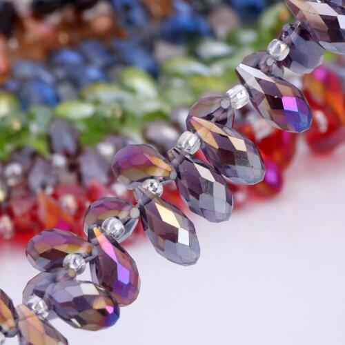 OlingArt Water droplets 6*12MM Austria Crystal Glass Beads charm purple AB colour Loose Spacer Bead for DIY Jewelry Making