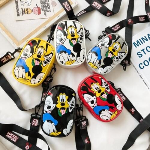 Disney Mickey Minnie Goofy Cute Cartoon Childrens Bag Shoulder Messenger Bag Boys and Girls Coin Purse Kindergarten School Bag