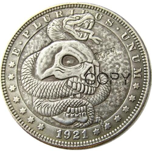 US Hobo 1921 Morgan Dollar Skull Zombie Skeleton Silver Plated Copy Coins