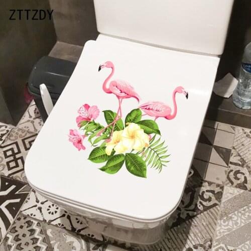 ZTTZDY 23.3×23.5CM Fresh Cartoon Flowers Bathroom Decor WC Toilet Stickers Home Room Wall Decals T2-1215
